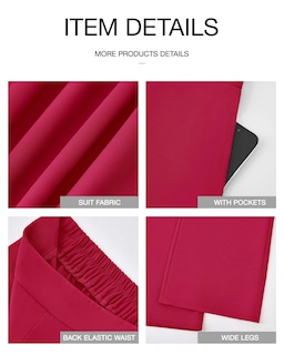 Foto 7 | Foto 7 | Pantalones De Pierna Ancha Btfbm Para Mujer, Elásticos, Cintura Alta, Color Rojo Palazzo 14 - Venta Internacional.