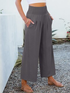 Foto 6 | Foto 6 | Pantalones Palazzo Anrabess Para Mujer, Pernera Ancha Y Cintura Alta, Color Gris - Venta Internacional.