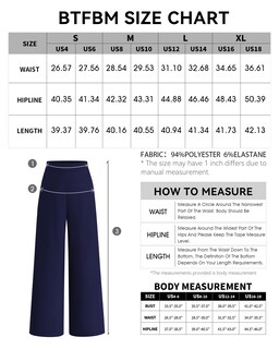 Foto 6 | Foto 6 | Pantalones De Pierna Ancha Btfbm Para Mujer, Cintura Alta Y Elásticos Con Bolsillos - Venta Internacional.