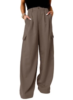 Foto 1 | Foto 1 | Pantalones Cargo Dokotoo Para Mujer, Pierna Ancha, Talla Grande, Color Marrón Oscuro - Venta Internacional.