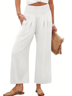 Foto 1 | Foto 1 | Pantalones Palazzo Anrabess Para Mujer, Pierna Ancha, Cintura Alta, Blancos - Venta Internacional.