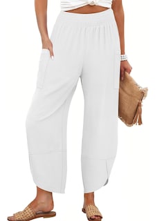 Foto 1 | Foto 1 | Pantalones Capri Anrabess Palazzo Summer White De Pierna Ancha Para Mujer - Venta Internacional.