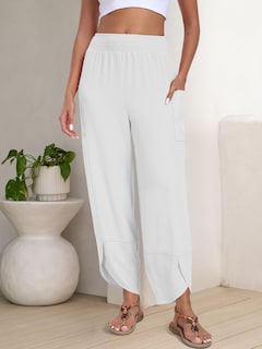 Foto 3 | Foto 3 | Pantalones Capri Anrabess Palazzo Summer White De Pierna Ancha Para Mujer - Venta Internacional.