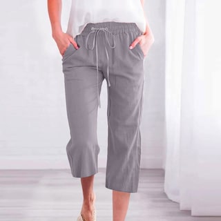 Foto 2 | Foto 2 | Pantalones Capris Para Mujer, Algodón Y Lino, Holgados, De Verano, B02, Gris, Xxxxl - Venta Internacional.