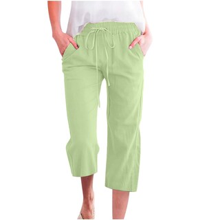 Foto 1 | Foto 1 | Pantalones Capri Para Mujer, Casuales, De Verano, Con Cintura Elástica, Con Cordón, D04 - Venta Internacional.