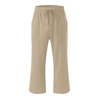 Foto 4 | Foto 4 | Pantalones Capri De Algodón Y Lino Para Mujer, Informales, Holgados, De Verano, C06, Color Caqui - Venta Internacional.