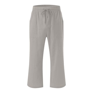 Foto 4 | Foto 4 | Pantalones Capri Genéricos De Lino Con Cintura Elástica Para Mujer, Gris, Talla Grande - Venta Internacional.