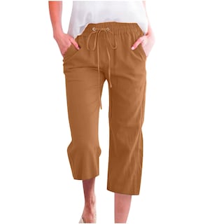 Foto 1 | Foto 1 | Pantalones Capri Genéricos Sin Cordones Para Mujer De Lino Con Cordón D03 - Venta Internacional.