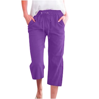 Foto 1 | Foto 1 | Pantalones Capri De Verano Para Mujer Con Cordón Elástico De Cintura Alta - Venta Internacional.