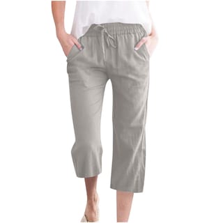 Foto 1 | Foto 1 | Pantalones Capris Para Mujer, Algodón Y Lino, Con Cordón Holgado Para Verano - Venta Internacional.