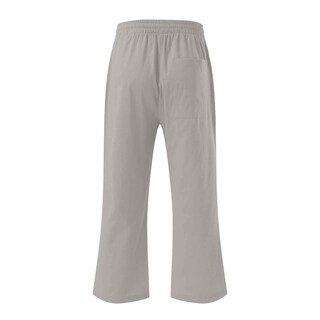 Foto 5 | Foto 5 | Pantalones Capri, Cintura Elástica, Lino, Pierna Ancha, Talla Grande C05, Gris - Venta Internacional.