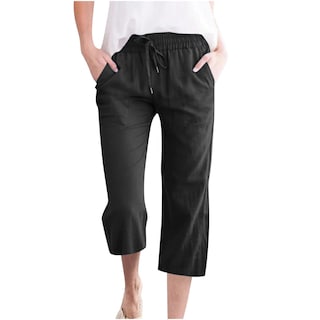 Foto 1 | Foto 1 | Pantalones Capri De Verano Para Mujer, Tallas Grandes, 3 X 4 X, Con Cordón, Negros - Venta Internacional.