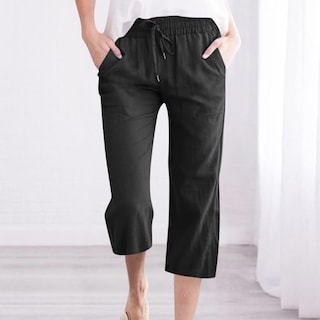 Foto 2 | Foto 2 | Pantalones Capri De Verano Para Mujer, Tallas Grandes, 3 X 4 X, Con Cordón, Negros - Venta Internacional.