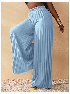 Foto 2 | Foto 2 | Pantalones Plisados Palazzo De Pierna Ancha Soly Hux Para Mujer, Azul Claro - Venta Internacional.