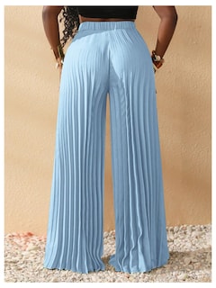 Foto 3 | Foto 3 | Pantalones Plisados Palazzo De Pierna Ancha Soly Hux Para Mujer, Azul Claro - Venta Internacional.