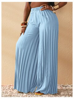 Foto 4 | Foto 4 | Pantalones Plisados Palazzo De Pierna Ancha Soly Hux Para Mujer, Azul Claro - Venta Internacional.