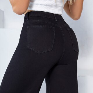 Foto 3 | Foto 3 | Jeans Mujer Corte Recto Negro Con Detalles Brillantes