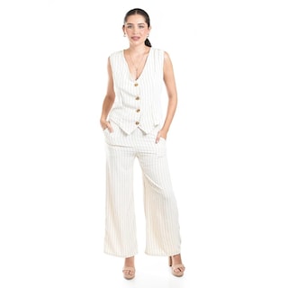 Foto 1 | Foto 1 | Set Chaleco Y Pantalon A Rayas Roman Fashion / Juvenil, 5073 (arena Lineas) Beige