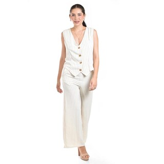 Foto 4 | Foto 4 | Set Chaleco Y Pantalon A Rayas Roman Fashion / Juvenil, 5073 (arena Lineas) Beige