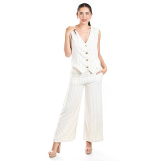 Foto 5 | Foto 5 | Set Chaleco Y Pantalon A Rayas Roman Fashion / Juvenil, 5073 (arena Lineas) Beige
