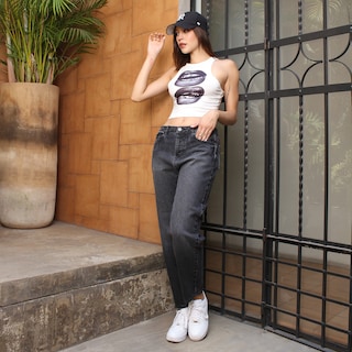 Foto 4 | Foto 4 | Jeans Mujer Tiro Alto Corte Mom Pierna Recta Negro