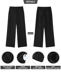 Foto 6 | Foto 6 | Pantalones De Pana De Pierna Ancha Grapent, Cintura Alta, Negros, Talla L - Venta Internacional.
