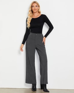 Foto 3 | Foto 3 | Pantalones Grapent De Pana Gris Con Pierna Ancha Y Cintura Alta Para Mujer - Venta Internacional.