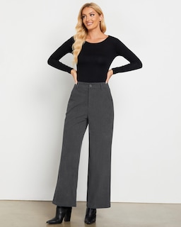 Foto 4 | Foto 4 | Pantalones Grapent De Pana Gris Con Pierna Ancha Y Cintura Alta Para Mujer - Venta Internacional.