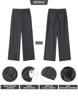Foto 6 | Foto 6 | Pantalones Grapent De Pana Gris Con Pierna Ancha Y Cintura Alta Para Mujer - Venta Internacional.