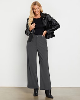 Foto 7 | Foto 7 | Pantalones Grapent De Pana Gris Con Pierna Ancha Y Cintura Alta Para Mujer - Venta Internacional.