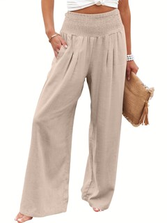 Foto 1 | Foto 1 | Pantalones Palazzo Anrabess De Lino Para Mujer, Pernera Ancha Y Cintura Alta - Venta Internacional.
