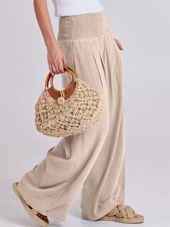 Foto 3 | Foto 3 | Pantalones Palazzo Anrabess De Lino Para Mujer, Pernera Ancha Y Cintura Alta - Venta Internacional.