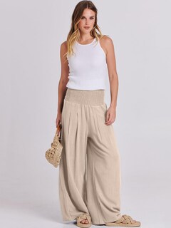 Foto 5 | Foto 5 | Pantalones Palazzo Anrabess De Lino Para Mujer, Pernera Ancha Y Cintura Alta - Venta Internacional.