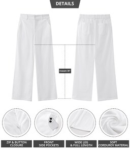 Foto 6 | Foto 6 | Pantalones Grapent Blancos De Pierna Ancha Y Cintura Alta Para Mujer, Talla M - Venta Internacional.