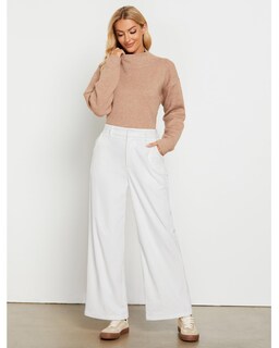 Foto 7 | Foto 7 | Pantalones Grapent Blancos De Pierna Ancha Y Cintura Alta Para Mujer, Talla M - Venta Internacional.