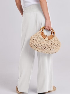 Foto 4 | Foto 4 | Pantalones Palazzo Anrabess De Lino Blanco De Cintura Alta Para Mujer - Venta Internacional.