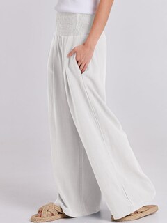 Foto 7 | Foto 7 | Pantalones Palazzo Anrabess De Lino Blanco De Cintura Alta Para Mujer - Venta Internacional.