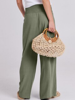 Foto 4 | Foto 4 | Pantalones Palazzo Anrabess De Lino Para Mujer, Pierna Ancha, Color Oliva, Tamaño Mediano - Venta Internacional.