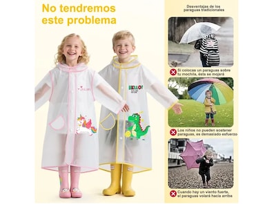 Foto 2 | Foto 2 | Impermeable Xtellar Ecológico Totalmente Cubierto Para Niños, Poncho De Lluvia Transparente