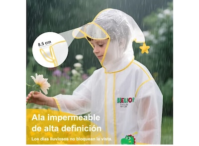Foto 5 | Foto 5 | Impermeable Xtellar Ecológico Totalmente Cubierto Para Niños, Poncho De Lluvia Transparente