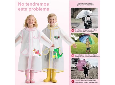 Foto 2 | Foto 2 | Impermeable Xtellar Ecológico Totalmente Cubierto Para Niños, Poncho De Lluvia Transparente