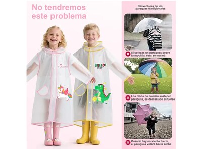 Foto 2 | Foto 2 | Impermeable Xtellar Ecológico Totalmente Cubierto Para Niños, Poncho De Lluvia Transparente