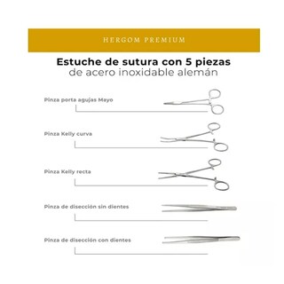 Foto 2 | Foto 2 | Set Sutura Instrumental Médico 5 Piezas Hergom Premium