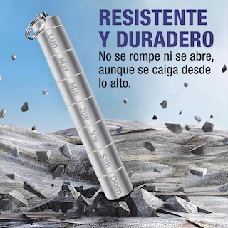 Foto 4 | Foto 4 | Pastillero Semanal Portabs Hermético de Llavero en Español Plateado