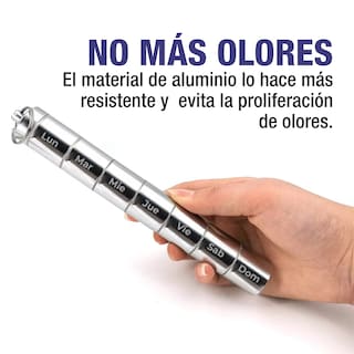 Foto 5 | Foto 5 | Pastillero Semanal Portabs Hermético de Llavero en Español Plateado