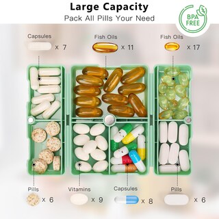 Foto 2 | Foto 2 | Organizador De Pastillas Fyy Daily Con 7 Compartimentos, Portátil, Color Verde - Venta Internacional.