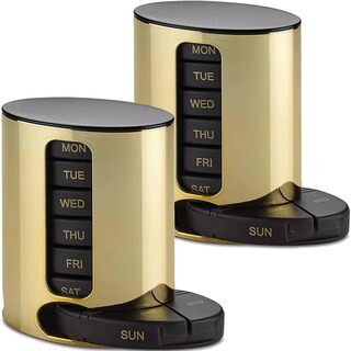 Foto 1 | Foto 1 | Organizador Semanal De Píldoras Medca Paquete De 2 Unidades 4 Veces Al Día Negro Y Dorado - Venta Internacional.