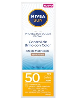Foto 4 | Foto 4 | Protector Facial Nivea Sun Control De Brillo Tono Medio + Termo De Agua De Regalo Güish