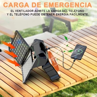 Foto 3 | Foto 3 | Ventilador Portátil Camping Usb Con Luz Led Recargable Solar Eo Safe Imports Esi-19125 Negro