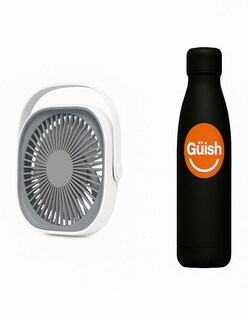 Foto 1 | Foto 1 | Ventilador De Escritorio Portátil Recargable Blanco + Gratis Termo Güish De Regalo